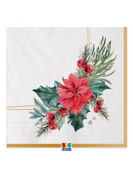 20 TOVAGLIOLI 33X33 POINSETTIA PLASTI FREE - L'Officina delle