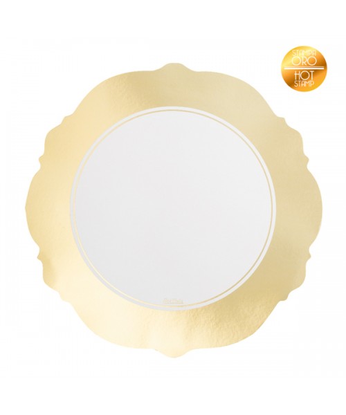 4 SOTTOPIATTI LIBERTY BIANCO BORDO ORO CM 33 - L'Officina delle