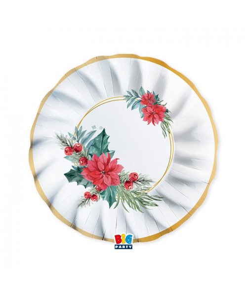 6 PIATTI CARTA FONDI 24CM CHIC POINSETTIA PLASTI FREE -