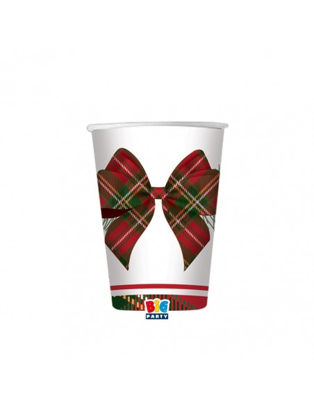 8 BICCHIERI CARTA 200CC NATALE TARTAN HOLLY PLASTIC FREE - 8 BICCHIERI CARTA 200CC NATALE TARTAN HOLLY PLASTIC FREE -