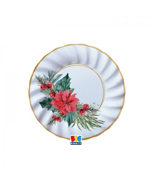 8 PIATTI CARTA 20CM CHIC POINSETTIA PLASTI FREE - L'Officina
