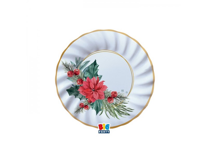 8 PIATTI CARTA 20CM CHIC POINSETTIA PLASTI FREE - L'Officina