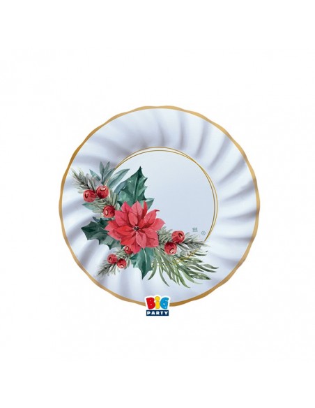 8 PIATTI CARTA 20CM CHIC POINSETTIA PLASTI FREE - L'Officina