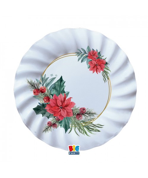 8 PIATTI CARTA 25CM CHIC POINSETTIA PLASTI FREE - L'Officina