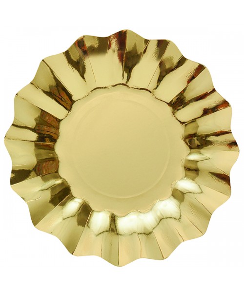 8 PIATTI CARTA NEW SHAPE CM.27 ORO METAL BIODEGRADABILI -