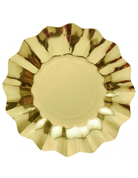 8 PIATTI CARTA NEW SHAPE CM.27 ORO METAL BIODEGRADABILI - 8 PIATTI CARTA NEW SHAPE CM.27 ORO METAL BIODEGRADABILI -