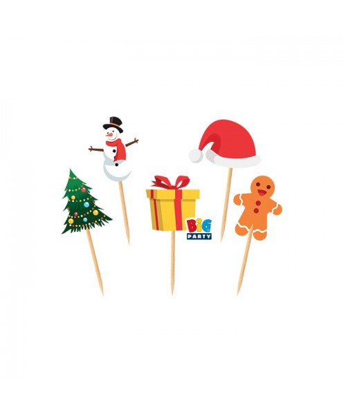 25 PICKS SAGOMATI NATALE 4X7CM - L'Officina delle feste