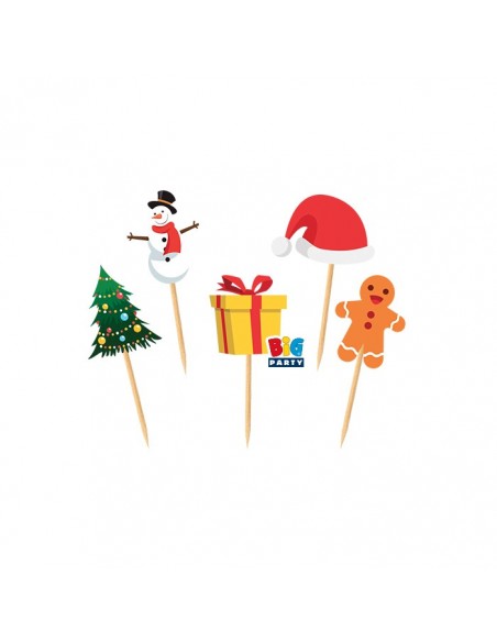 25 PICKS SAGOMATI NATALE 4X7CM - L'Officina delle feste