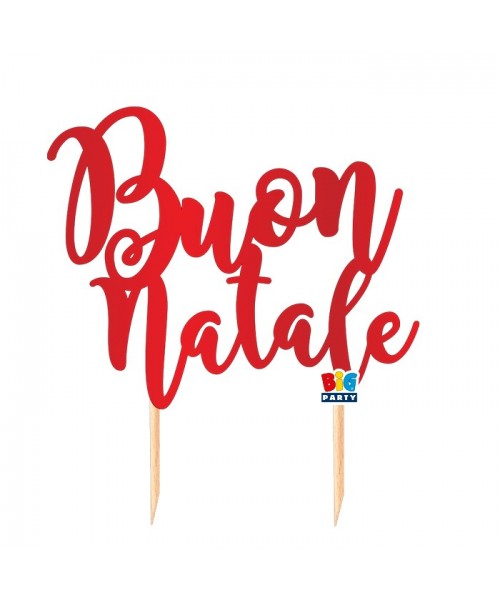 TOPPER CAKE BUON NATALE 20X21 ROSSO METAL - L'Officina delle