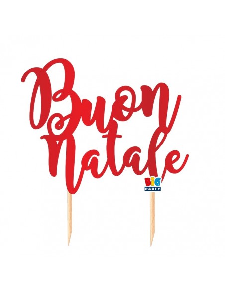 TOPPER CAKE BUON NATALE 20X21 ROSSO METAL - L'Officina delle