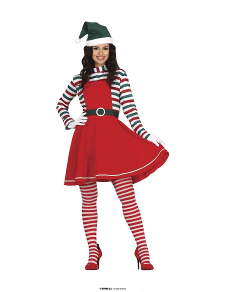 COSTUME DONNA ELFA AIUTANTE DI BABBO NATALE 42-44 TG. L -