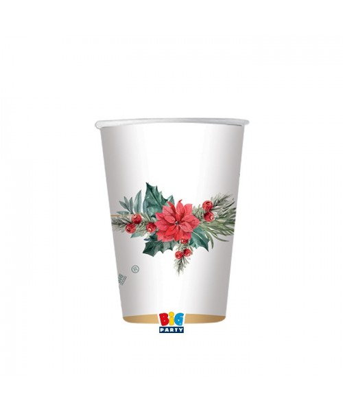 8 BICCHIERI CARTA 200CC CHIC POINSETTIA PLASTIC FREE -