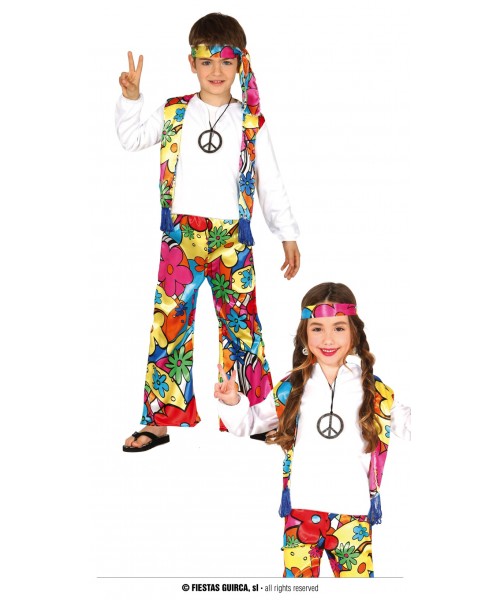 COSTUME HIPPIE BIMBO BIMBA 5-6 ANNI - L'Officina delle feste