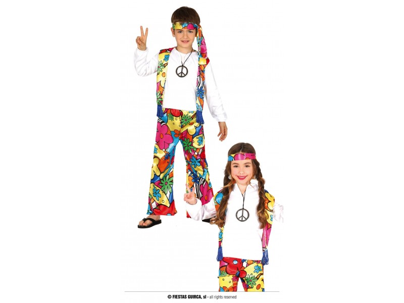 COSTUME HIPPIE BIMBO BIMBA 5-6 ANNI - L'Officina delle feste