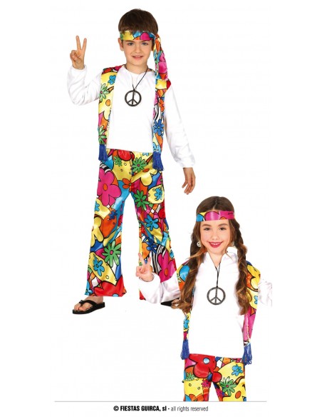 COSTUME HIPPIE BIMBO BIMBA 5-6 ANNI - L'Officina delle feste