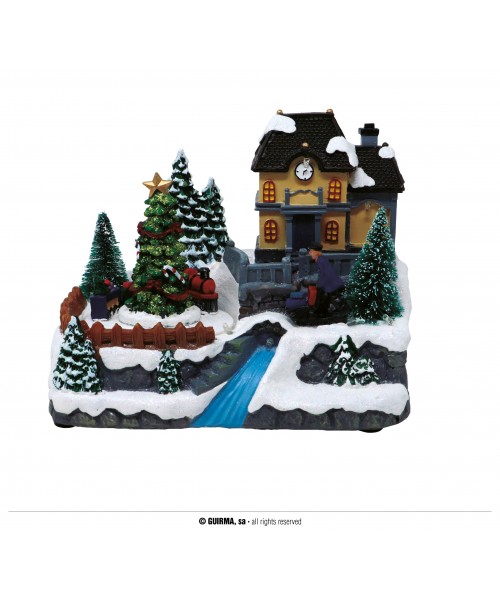 CARILLON PAESAGGIO MUSICALE LUCI E SUONI 21X16CM - L'Officina