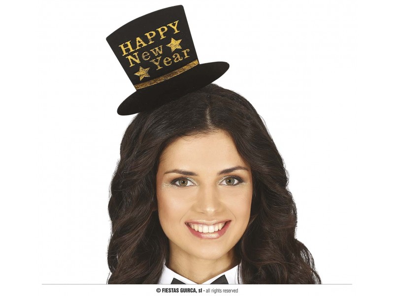 CERCHIETTO CON CAPPELLINO HAPPY NEW YEAR ORO - L'Officina delle