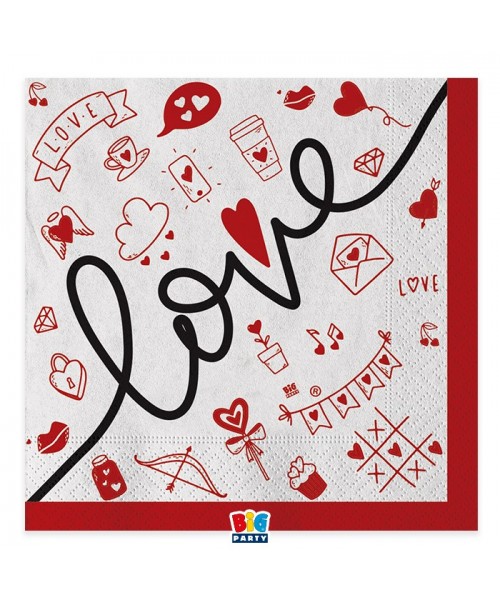 16 TOVAGLIOLI 33X33 LOVE - L'Officina delle feste
