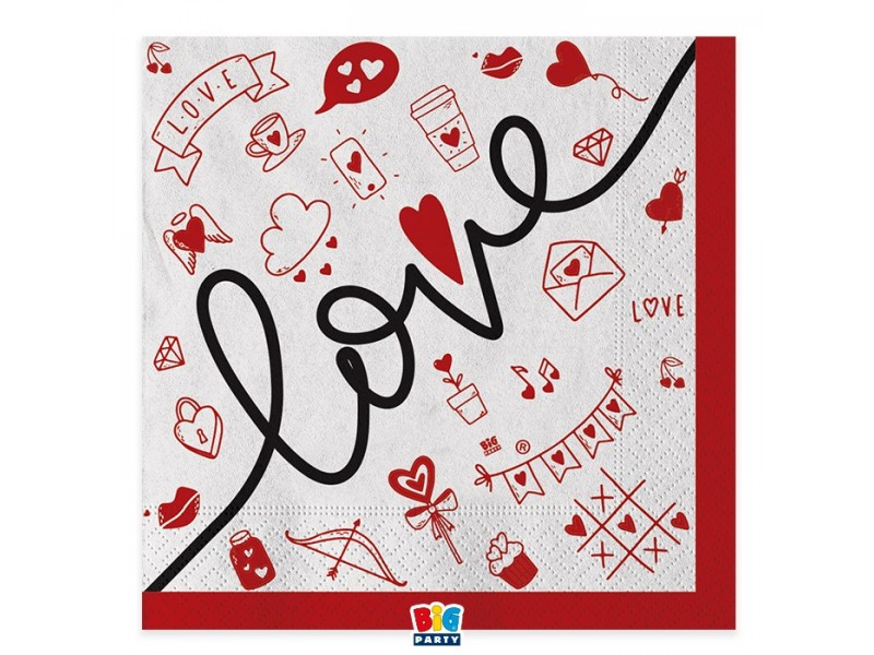 16 TOVAGLIOLI 33X33 LOVE - L'Officina delle feste