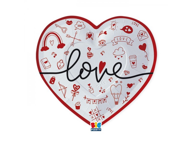 6 PIATTI CUORE LOVE 24X24CM - L'Officina delle feste