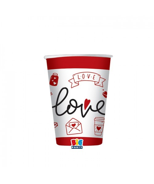 6 BICCHIERI 200CC LOVE 24X24CM - L'Officina delle feste