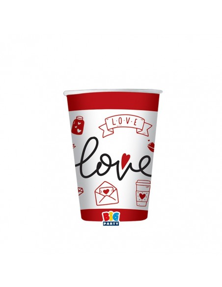 6 BICCHIERI 200CC LOVE 24X24CM - L'Officina delle feste