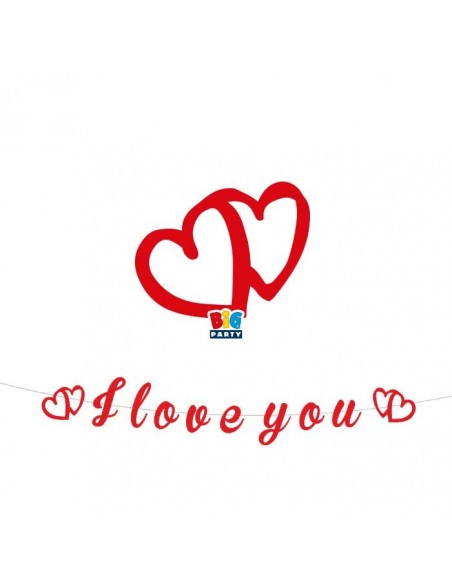 FESTONE SCRITTA I LOVE YOU ROSSO METAL 300X15CM - L'Officina FESTONE SCRITTA I LOVE YOU ROSSO METAL 300X15CM - L'Officina