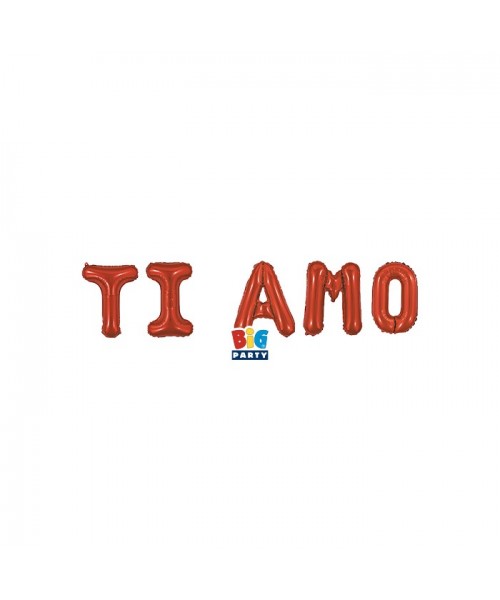 KIT PALLONI MYLAR SCRITTA TI AMO ROSSA 150X40CM - L'Officina