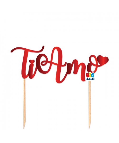 TOPPER CAKE TI AMO 20X18 ROSSO METAL - L'Officina delle feste