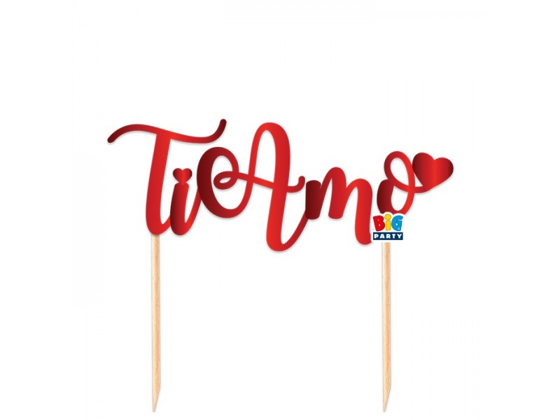 TOPPER CAKE TI AMO 20X18 ROSSO METAL - L'Officina delle feste