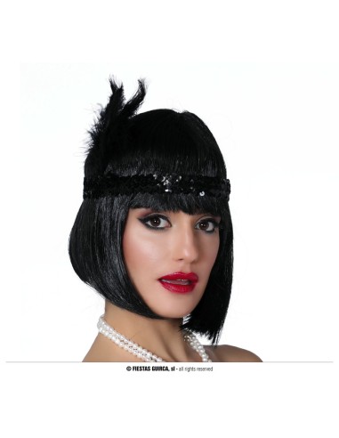 FASCIA CHARLESTON NERA CON PIUMA - L'Officina delle feste