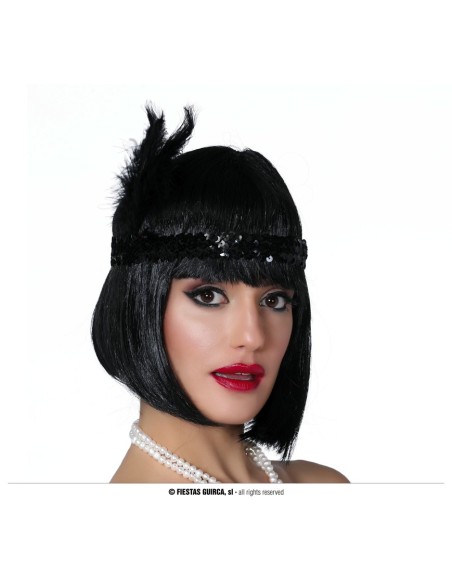 FASCIA CHARLESTON NERA CON PIUMA - L'Officina delle feste