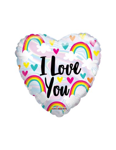 PALLONE MYLAR 18" CUORE "I LOVE YOU" ARCOBALENO 45CM -