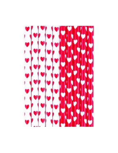 10 CANNUCCE IN CARTA CUORI ROSSI - L'Officina delle feste