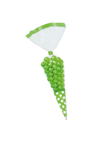 10 SACCHETTINI CONO POIS VERDE MELA CM.24 - L'Officina delle