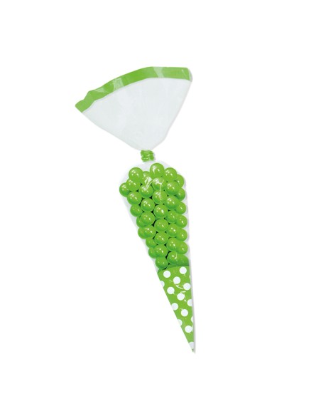 10 SACCHETTINI CONO POIS VERDE MELA CM.24 - L'Officina delle