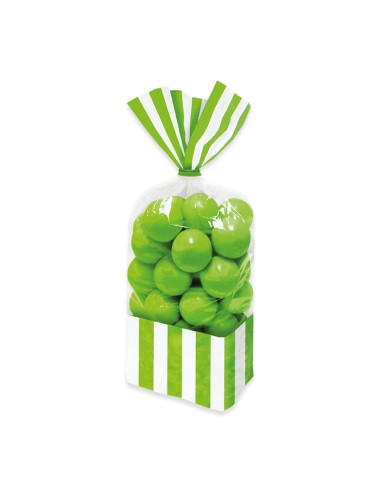 10 SACCHETTINI RETTANGOLARI A RIGHE VERDI 25CM M - L'Officina