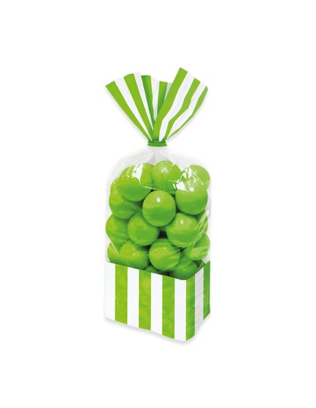 10 SACCHETTINI RETTANGOLARI A RIGHE VERDI 25CM M - L'Officina