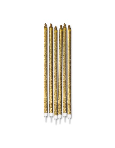 12 Candele Matite Glitter Oro + supporto cm.15 - L'Officina
