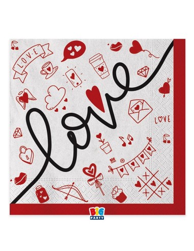 16 TOVAGLIOLI 33X33 LOVE - L'Officina delle feste