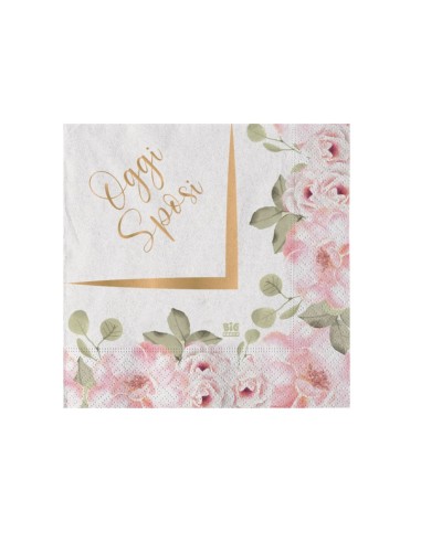 16 TOVAGLIOLI CM.25X25 OGGI SPOSI FLORAL - L'Officina delle
