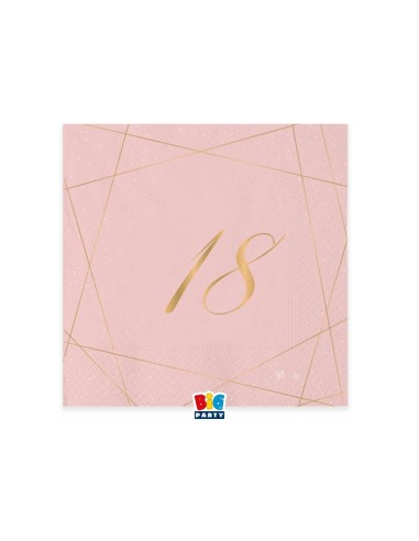 20 TOVAGLIOLI 25x25 18 ANNI ROSE E ORO - L'Officina delle feste