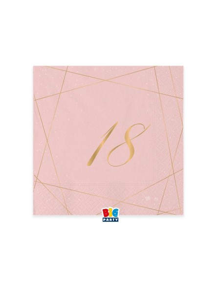 20 TOVAGLIOLI 25x25 18 ANNI ROSE E ORO - L'Officina delle feste