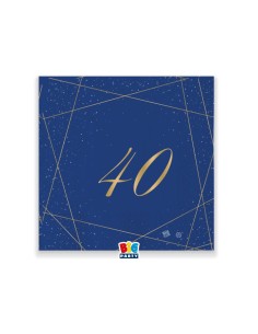 20 TOVAGLIOLI 25x25 40 ANNI BLU E ORO - L'Officina delle feste 2