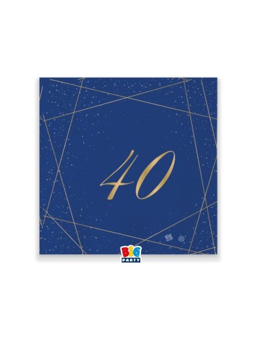 20 TOVAGLIOLI 25x25 40 ANNI BLU E ORO - L'Officina delle feste