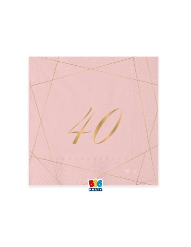 20 TOVAGLIOLI 25x25 40 ANNI ROSE E ORO - L'Officina delle feste