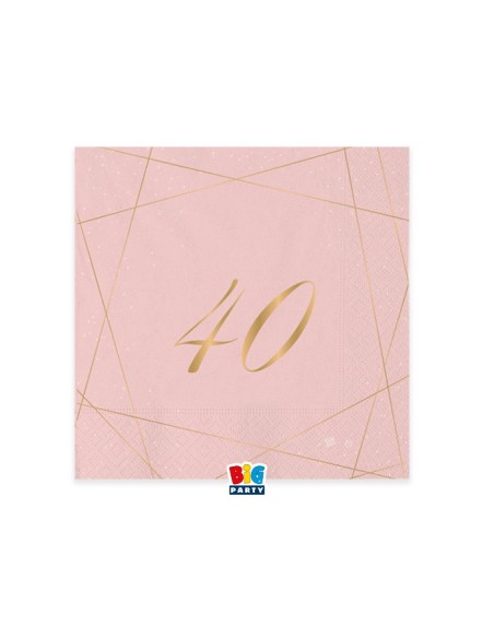 20 TOVAGLIOLI 25x25 40 ANNI ROSE E ORO - L'Officina delle feste