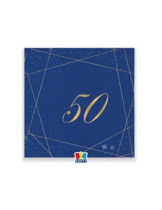 20 TOVAGLIOLI 25x25 50 ANNI BLU E ORO - L'Officina delle feste 2