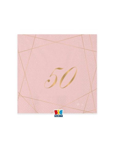20 TOVAGLIOLI 25x25 50 ANNI ROSE E ORO - L'Officina delle feste