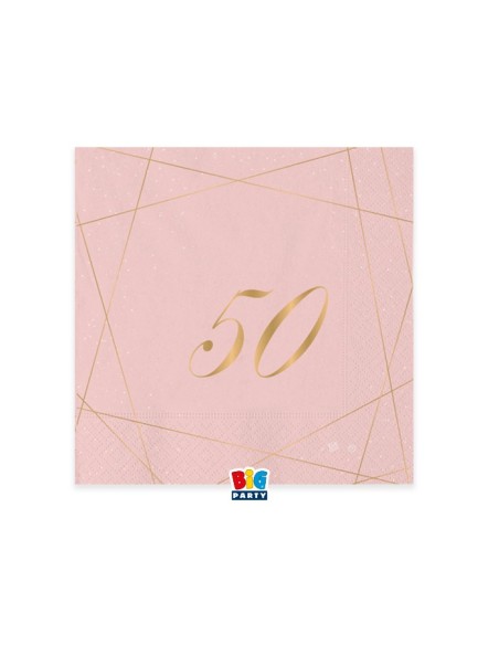 20 TOVAGLIOLI 25x25 50 ANNI ROSE E ORO - L'Officina delle feste